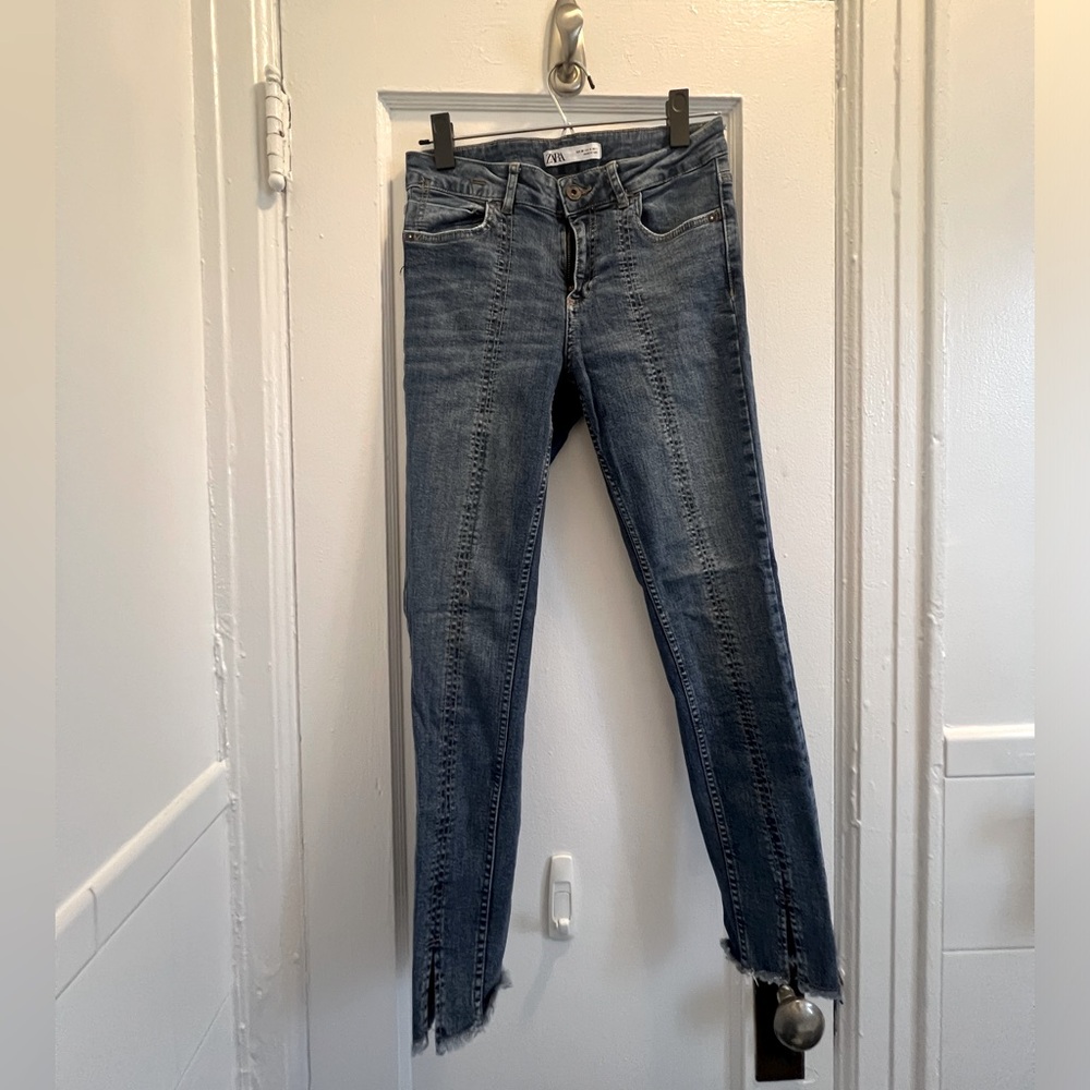 Zara raw hem split cuff jeans